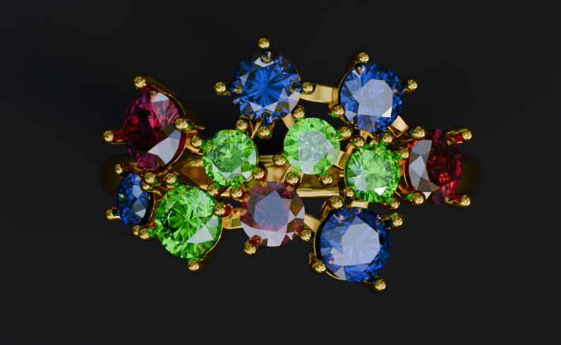 Anello diamanti colorati
